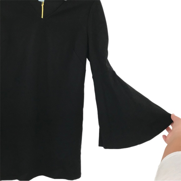 CeCe Black Midi Dress Flared Sleeves - Picture 4 of 6